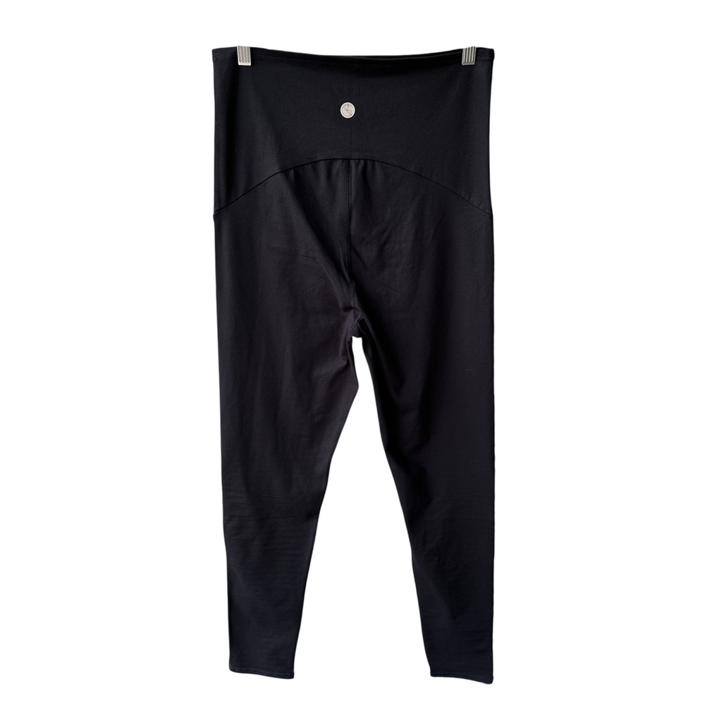 Threads 4 Thought Maternity Leggings Black Moto Ribbed Panel Activewear Large - Picture 2 of 6